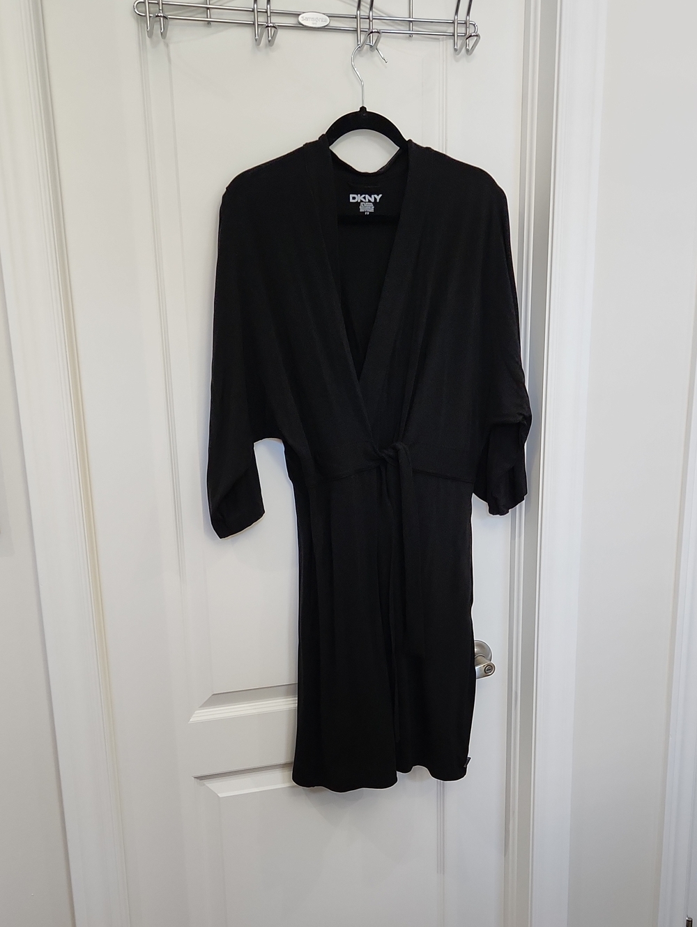 XL DKNY Black Tie-Waist Kimono Robe With Attached Belt